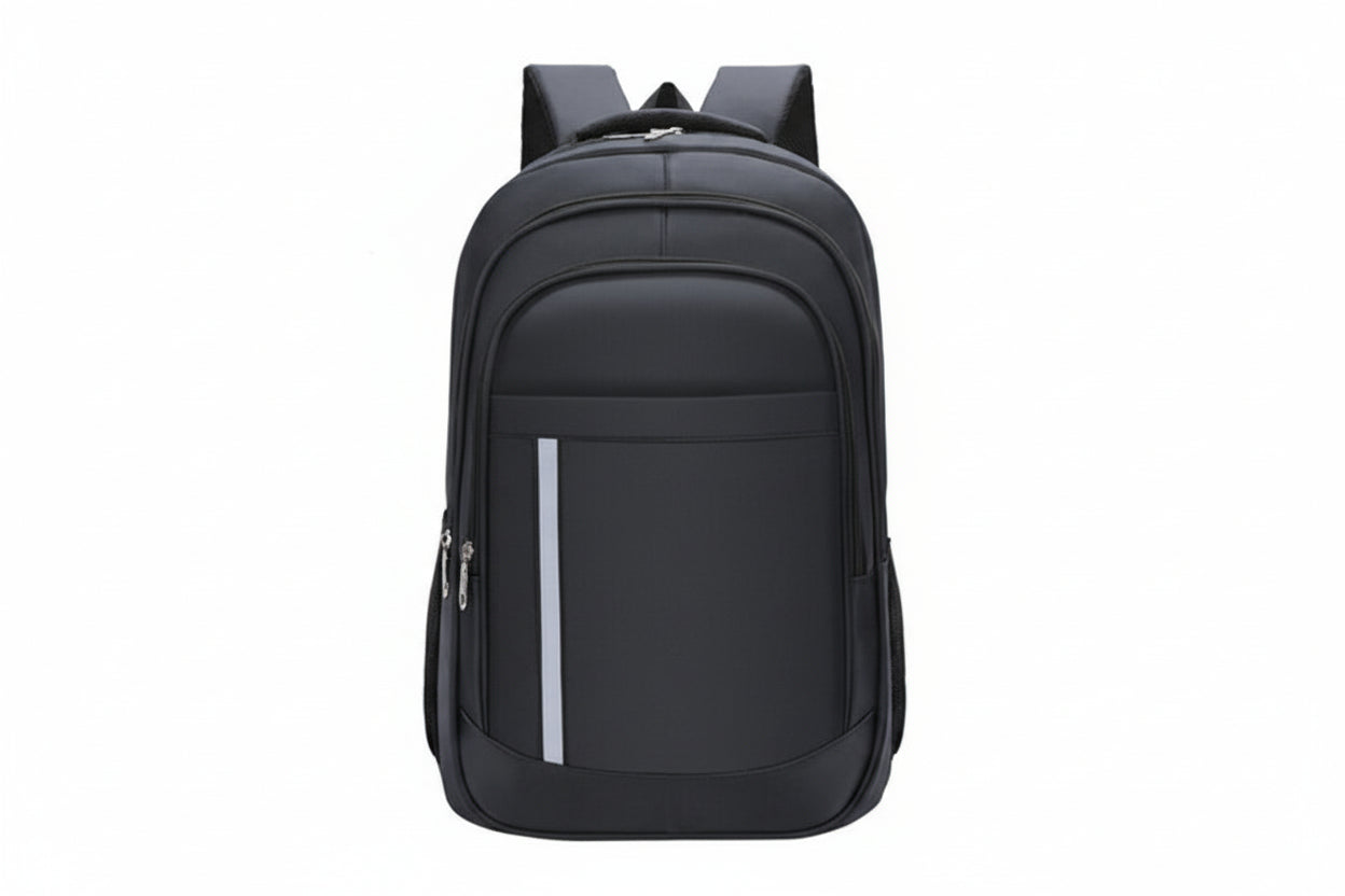 Black backpack on white background 