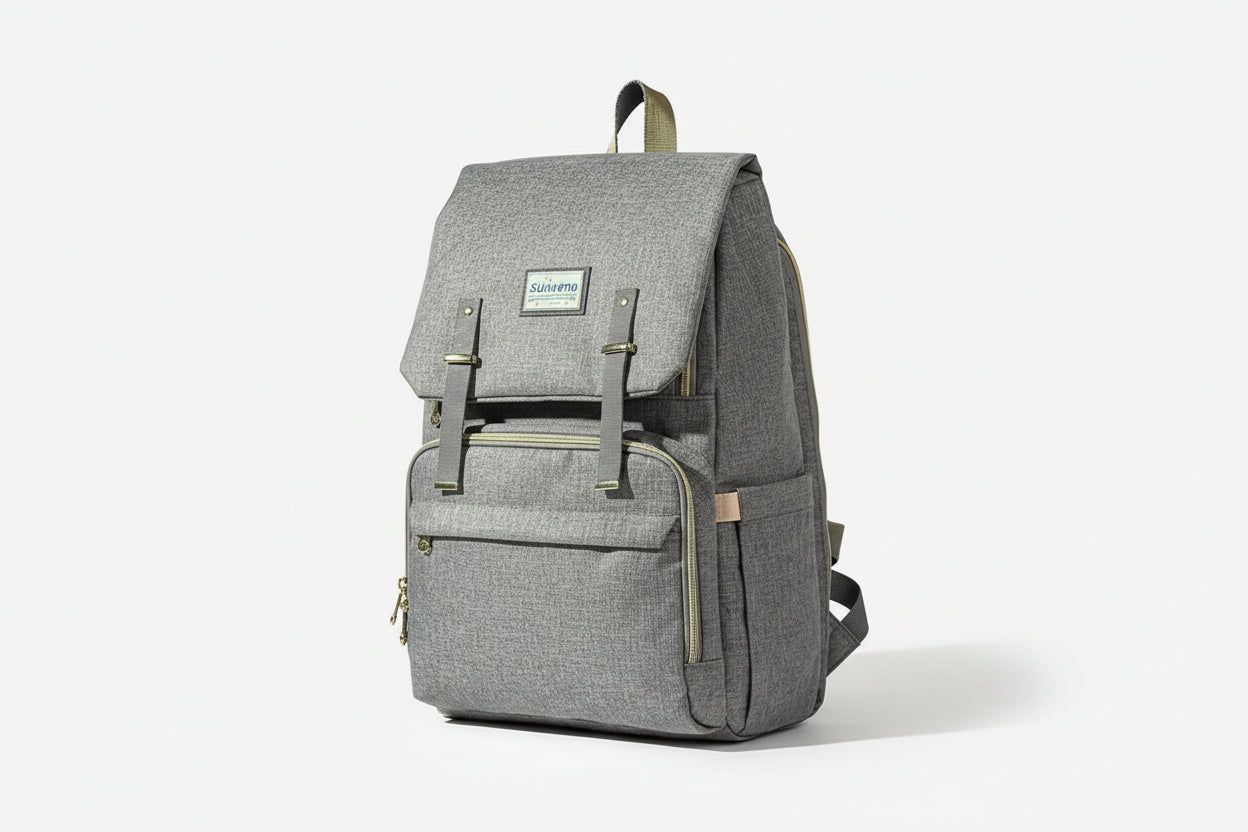 Gray backpacks on a white background